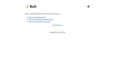 Bolt Thulite theme homepage preview
