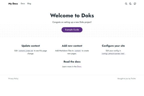 Doks Thulite theme homepage preview