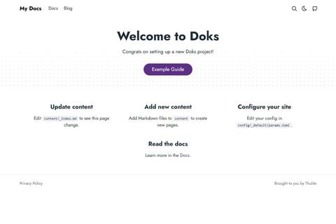Doks Thulite theme homepage preview